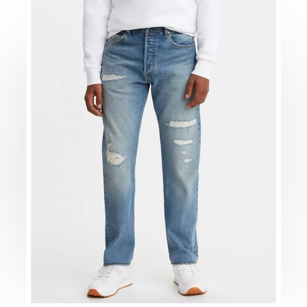 Levi’s 501 ‘93 Men’s Distressed Straight Leg Medium Blue Jeans Size 33 NWT